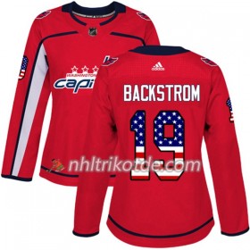 Washington Capitals Trikot Nicklas Backstrom 19 Adidas 2017-2018 Rot USA Flag Fashion Authentic - Dame